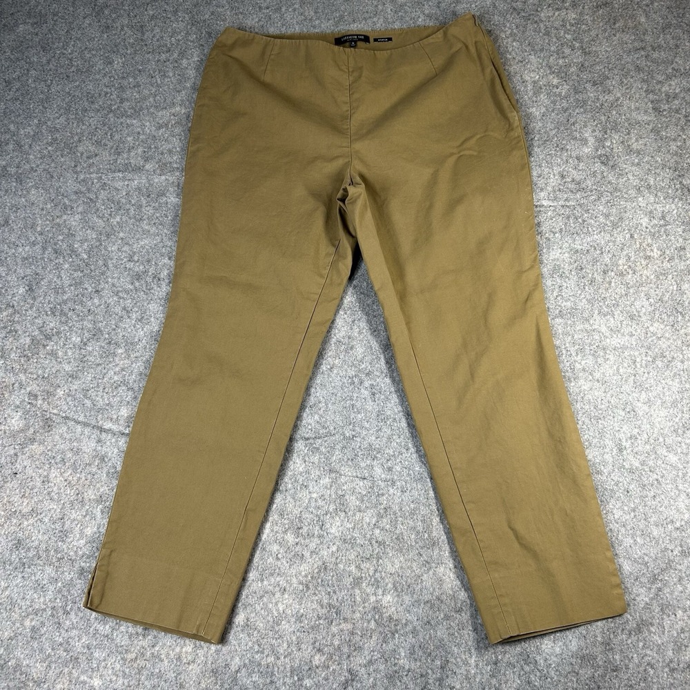 Lafayette 148 New York Pants Size 12 Brown Stanton Side Zip Tapered Ankle Length